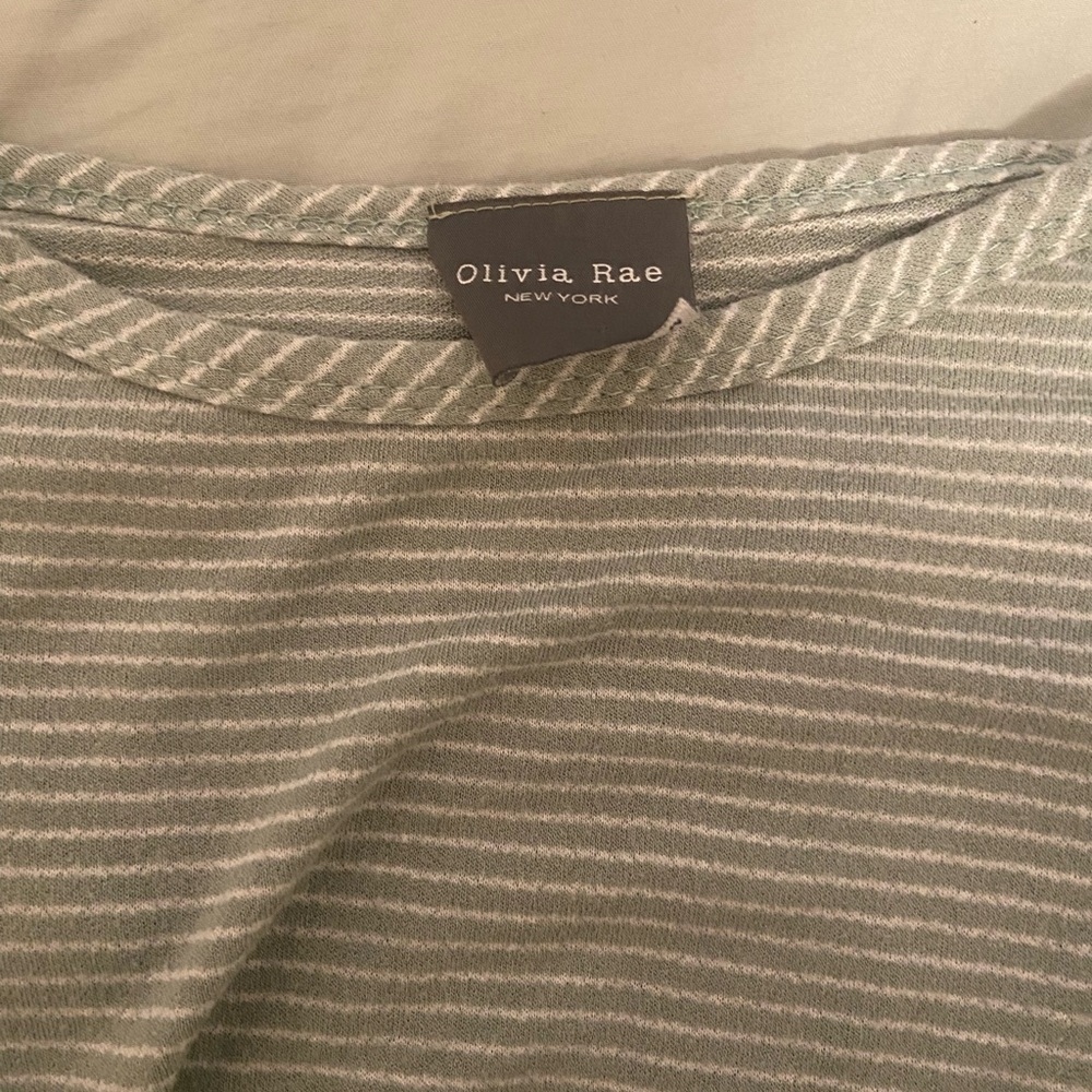 Olivia Rae Sage and White Striped Tee